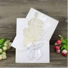 Rose Invitation Card White Wedding Invitation Customized Elegant Invitation Card 